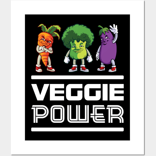 Veggie Power Funny Vegetables Wall Art by Whimsical Frank